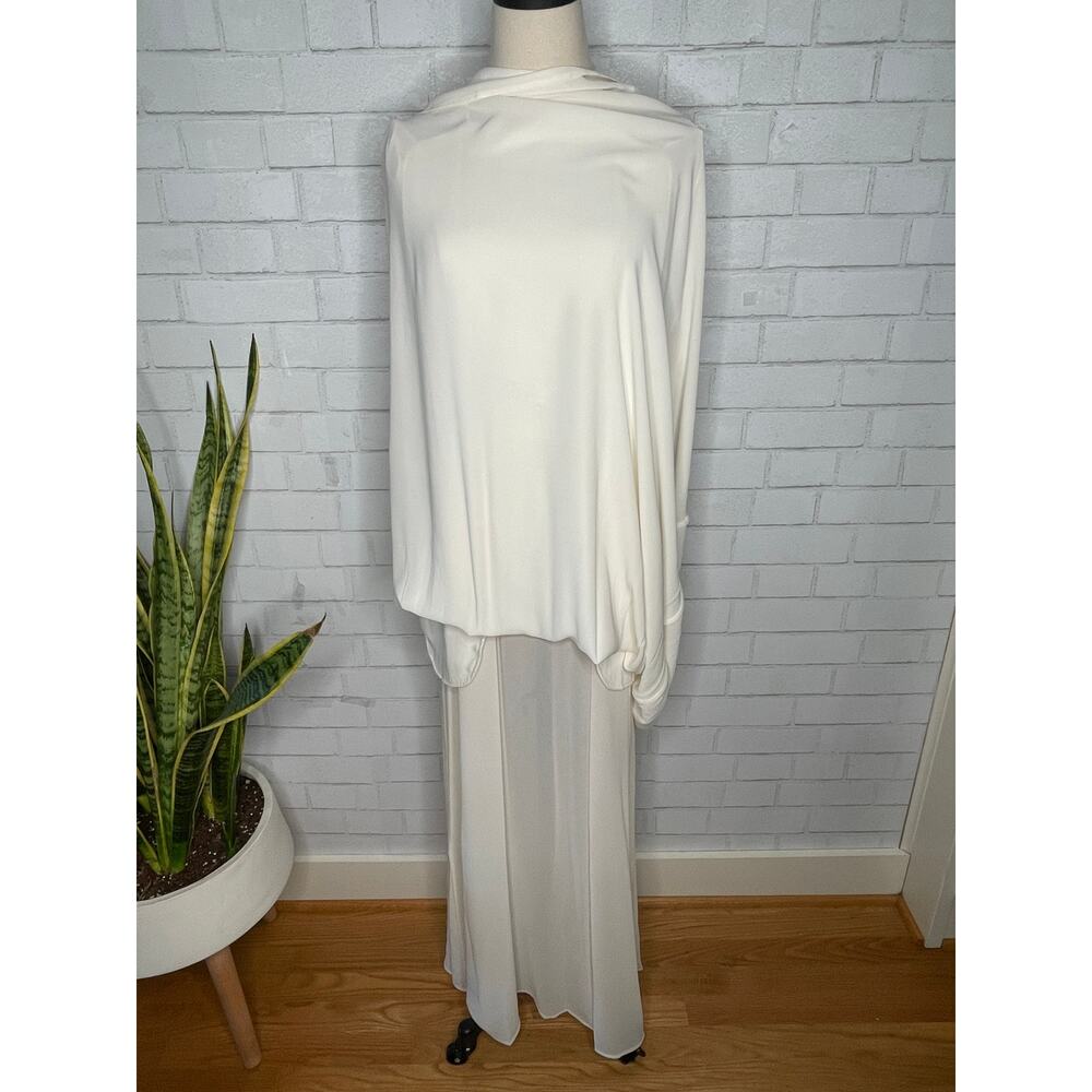 Tory Burch $498 Ivory Draped Grecian Gown Maxi Dress Wedding White Bridal 2 - Picture 10 of 12